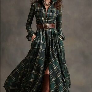 Free with any closet purchase $20 or more, Plaid Long Sleeve Maxi Dress